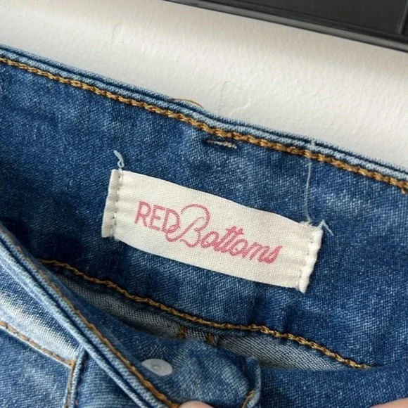 Red Bottoms High Waisted Cargo Jeans Medium Wash Blue Size 7/28 - Picture 3 of 4